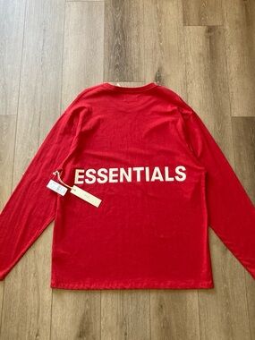 Fear of God ESSENTIALS Long Sleeve Tee in Red/White